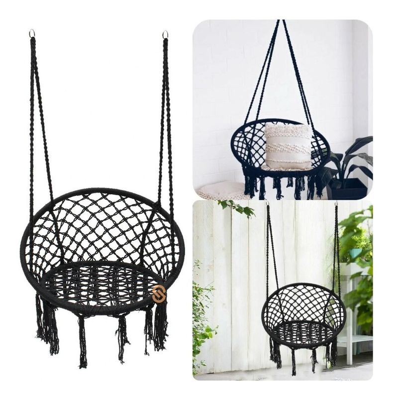 Silla Hamaca Columpio Colgante Color Negro - Shopyclick-3