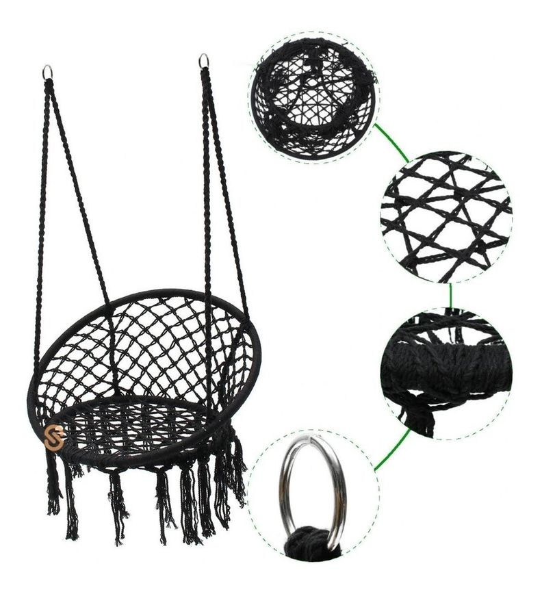 Silla Hamaca Columpio Colgante Color Negro - Shopyclick-1
