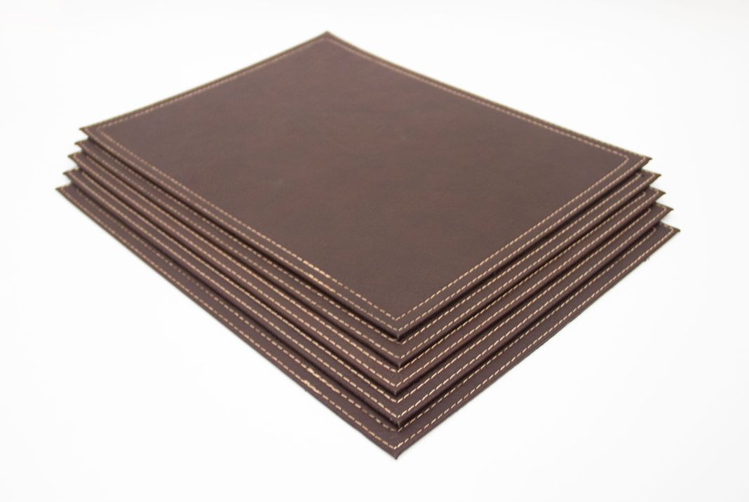 Set 4 Individuales + 1 Panera de Ecocuero café Rafaello Home-1