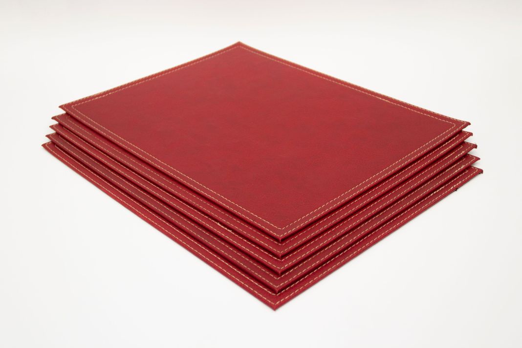 Set 4 Individuales + 1 Servilletero de Ecocuero rojo Rafaello Home-2