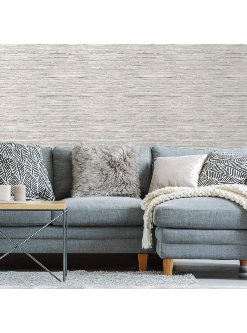 Roommates PVC Autoadhesivo Faux Grasscloth Light Grey (B6767637)-5