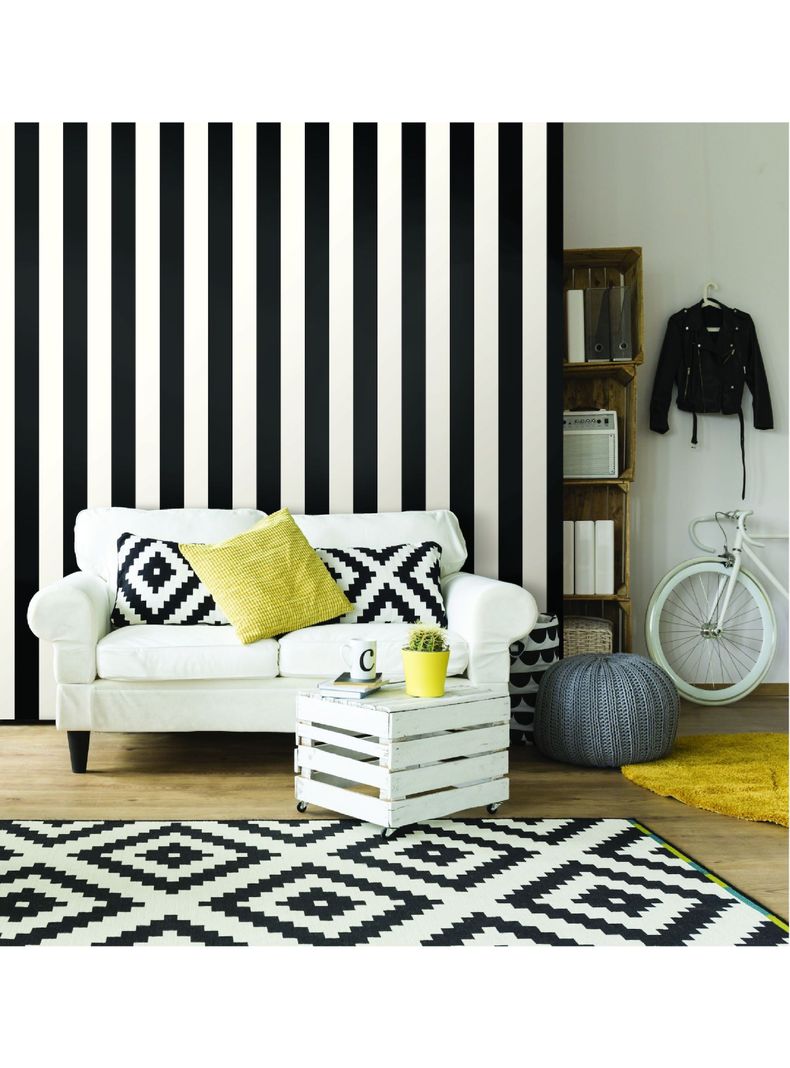 Roommates PVC Autoadhesivo Awning Stripe Black (B6767675)-0