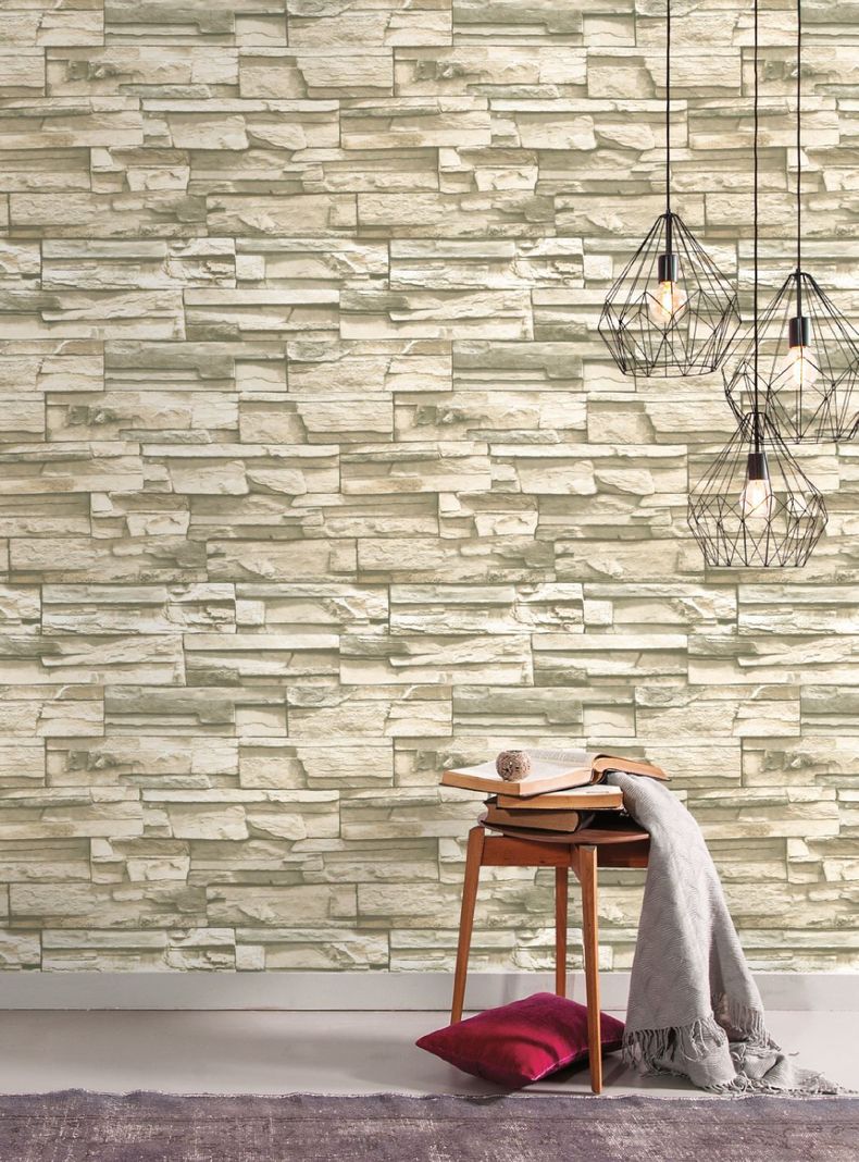 Roommates PVC Autoadhesivo Natural Stacked Stone (B6730983)-0