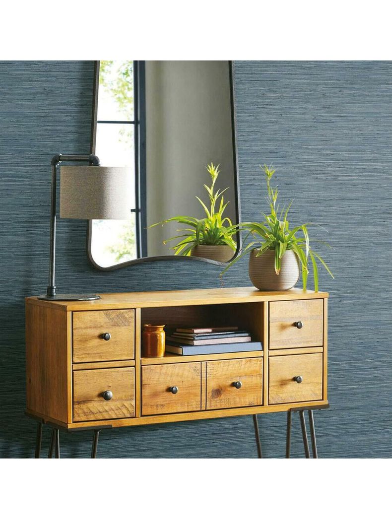 Roommates PVC Autoadhesivo Faux Grasscloth Blue (B6734353)-2