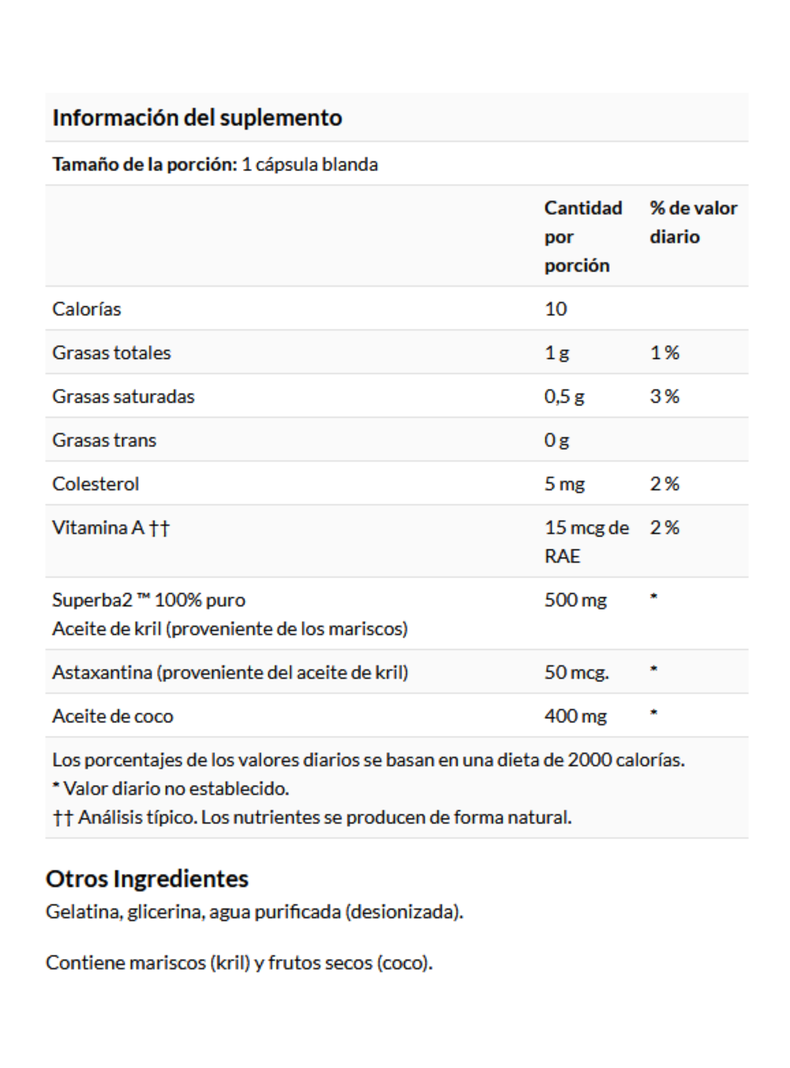 Aceite de kril con aceite de coco puro, 30 cápsulas blandas, Salud del corazón y el cerebro.-1