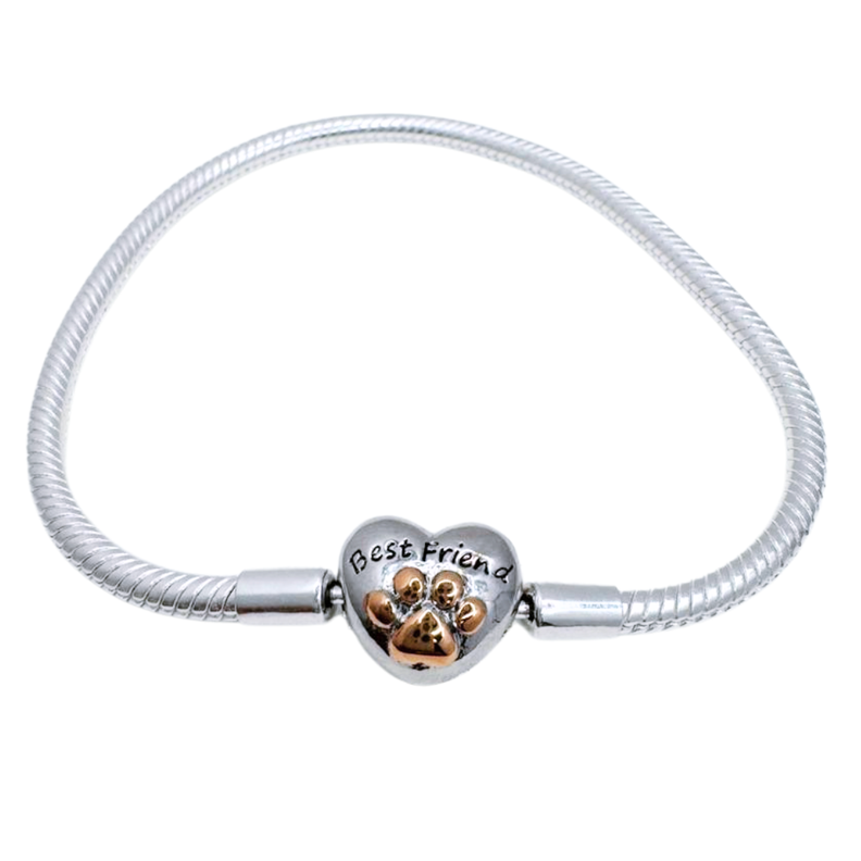 Pulsera Charms Best Friends con Cierre de Mascota en Plata 925-0