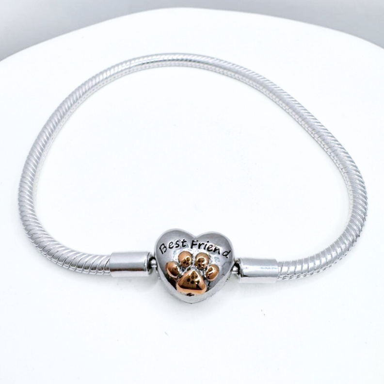 Pulsera Charms Best Friends con Cierre de Mascota en Plata 925-1