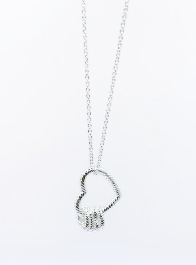 Collar Corazón Entre Corazones, Plata 925, 45 cm-2