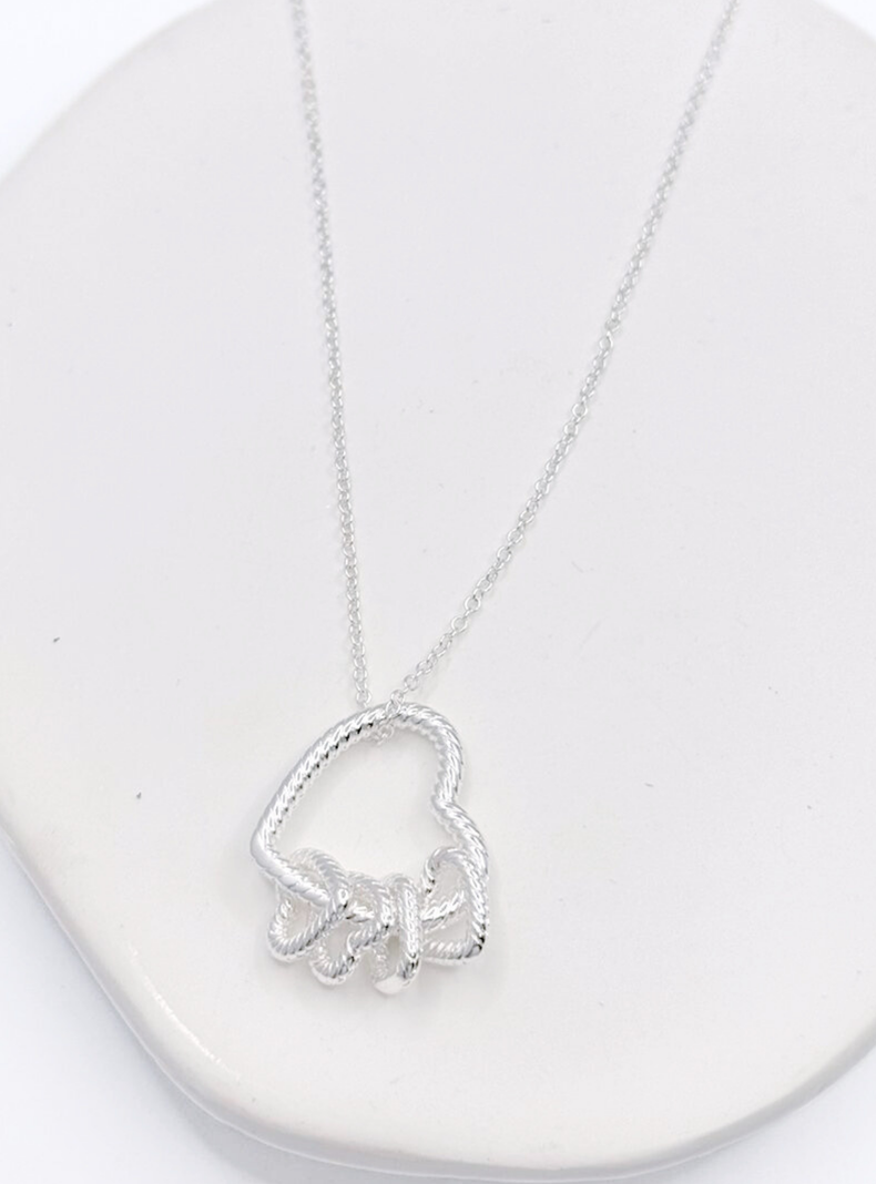 Collar Corazón Entre Corazones, Plata 925, 45 cm-3