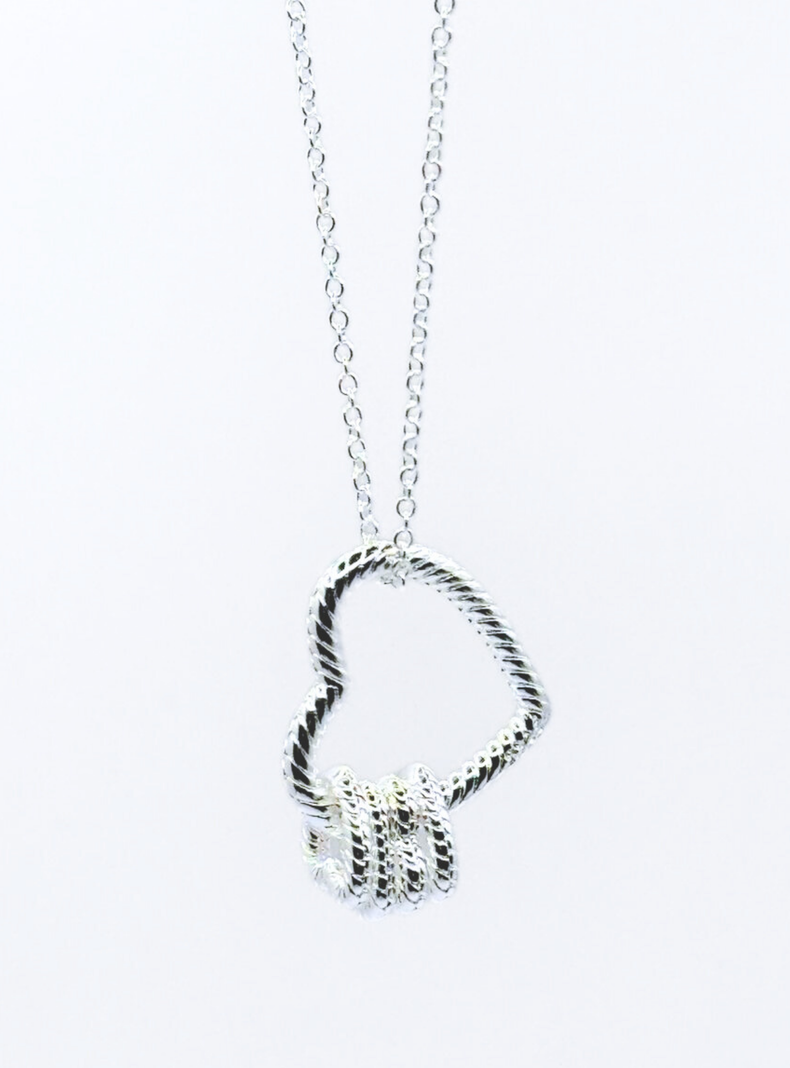 Collar Corazón Entre Corazones, Plata 925, 45 cm-4