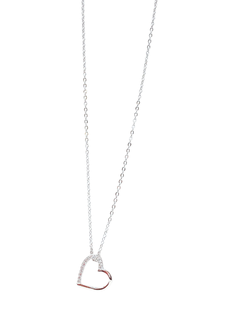 Collar Corazón con Circonita en Plata 925 y Chapado en Platino -0
