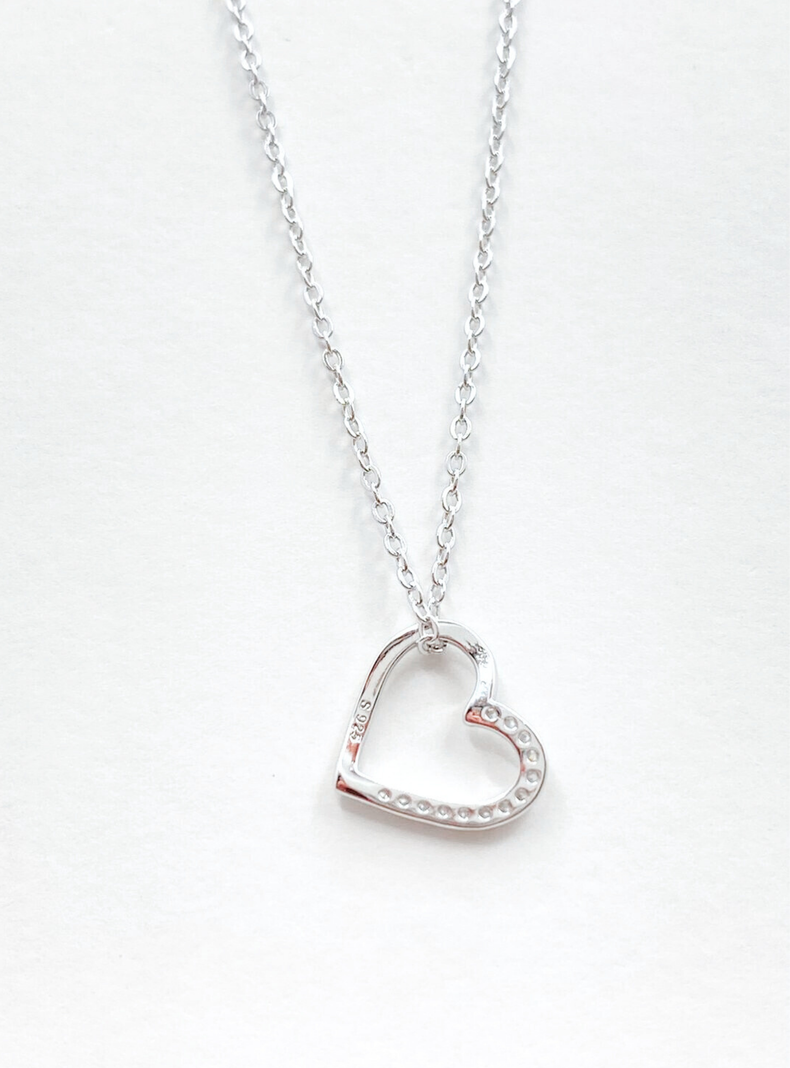 Collar Corazón con Circonita en Plata 925 y Chapado en Platino -4