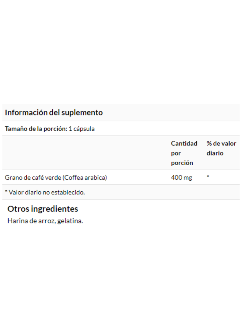 Grano de café verde de espectro completo, 400 mg, 60 cápsulas, Control del peso.-1
