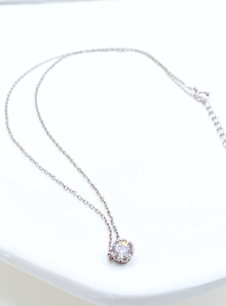 Collar Punto de Luz Geométrico con Circonio Blanco en Plata 925-1