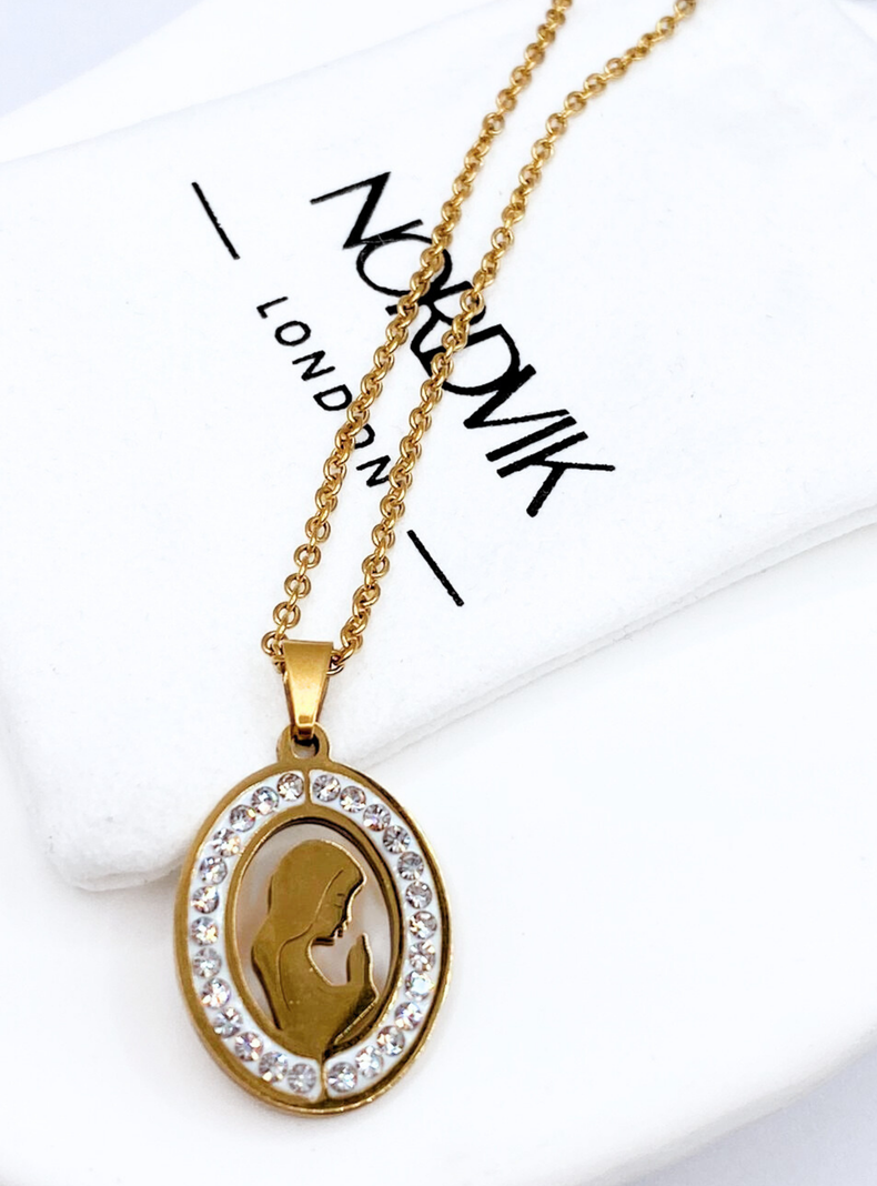 Collar Virgen María en Acero Inoxidable, Regalo Primera Comunión-4