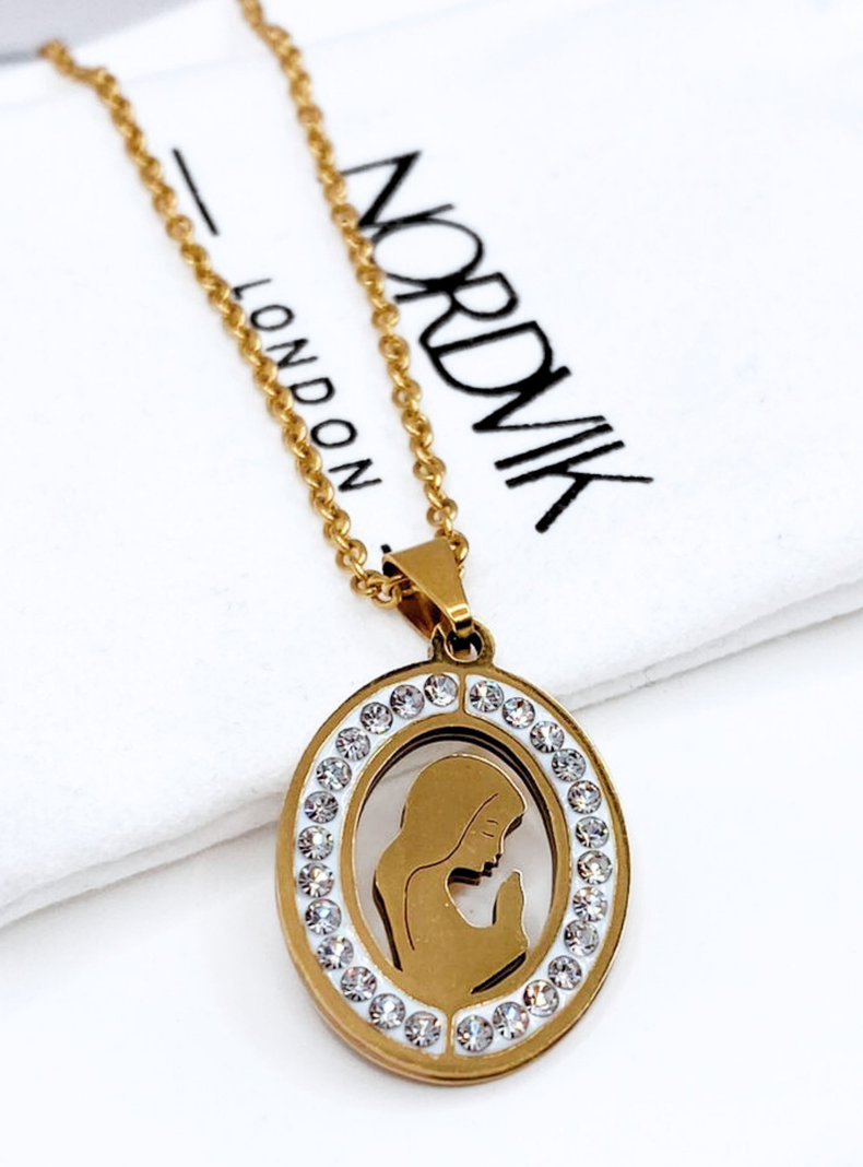 Collar Virgen María en Acero Inoxidable, Regalo Primera Comunión-5