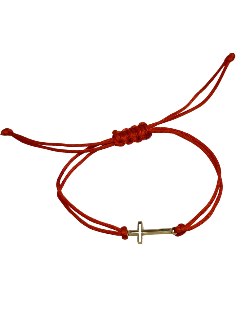 Pulsera Hilo Rojo, Cruz Acero Inox, Proteccion ,buena Suerte-0