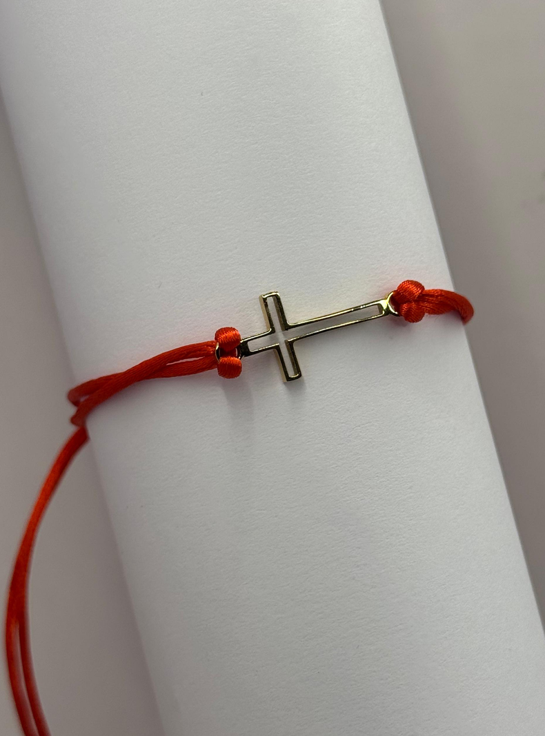 Pulsera Hilo Rojo, Cruz Acero Inox, Proteccion ,buena Suerte-1