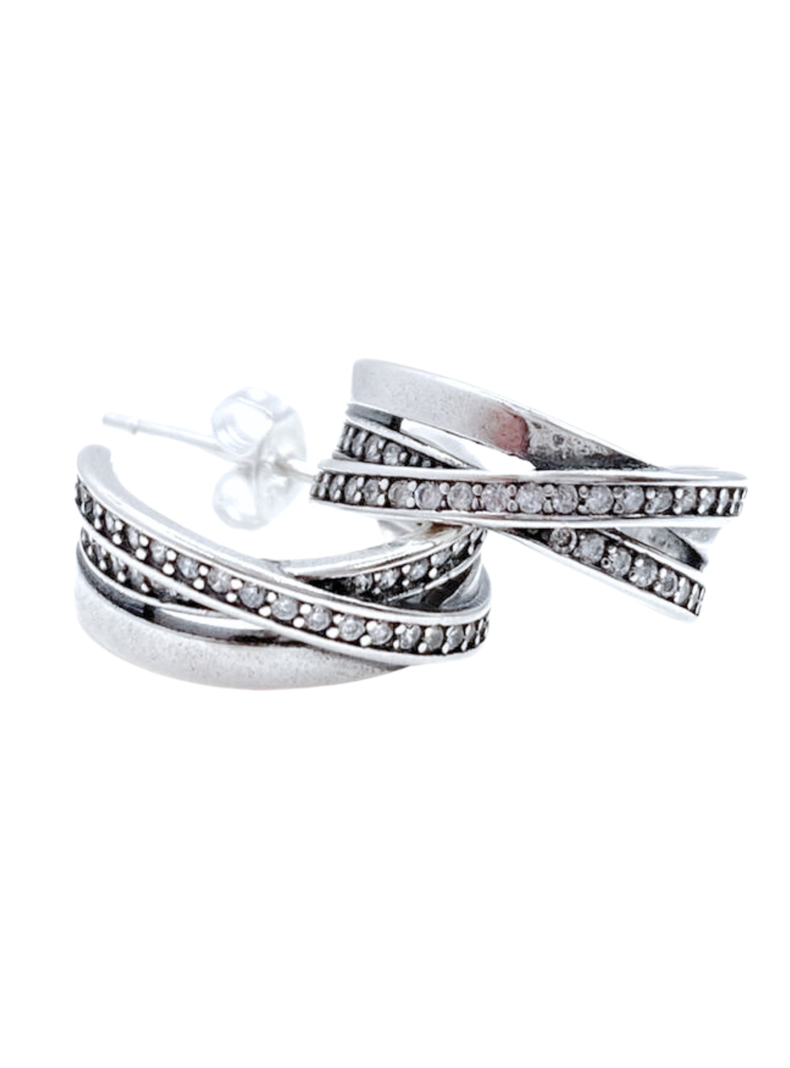 Aros Triple Argolla, Circonitas Blancas, Plata 925-0