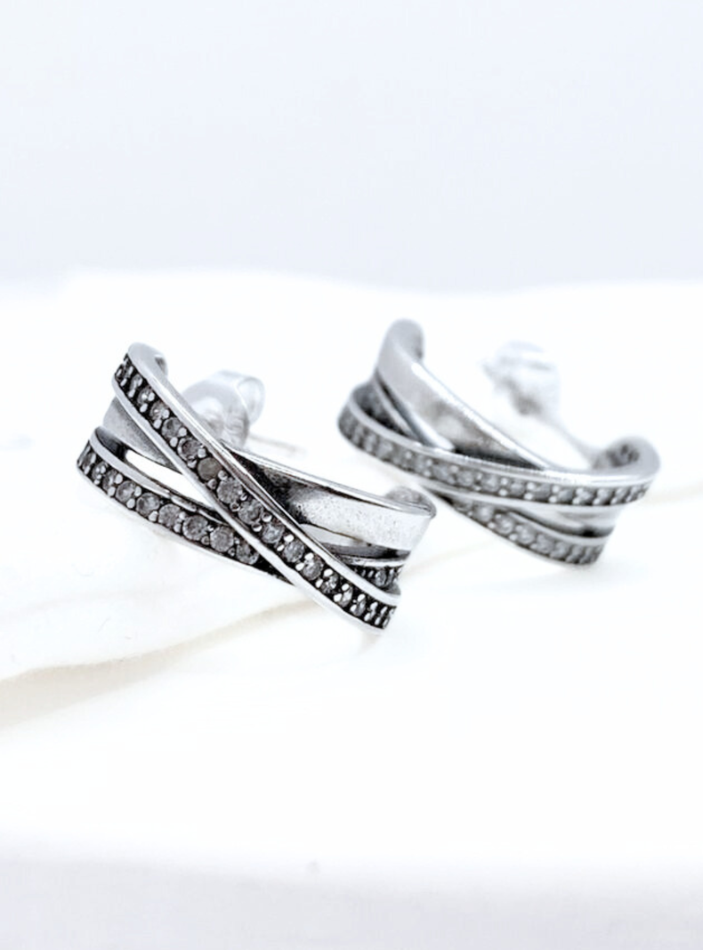 Aros Triple Argolla, Circonitas Blancas, Plata 925-4