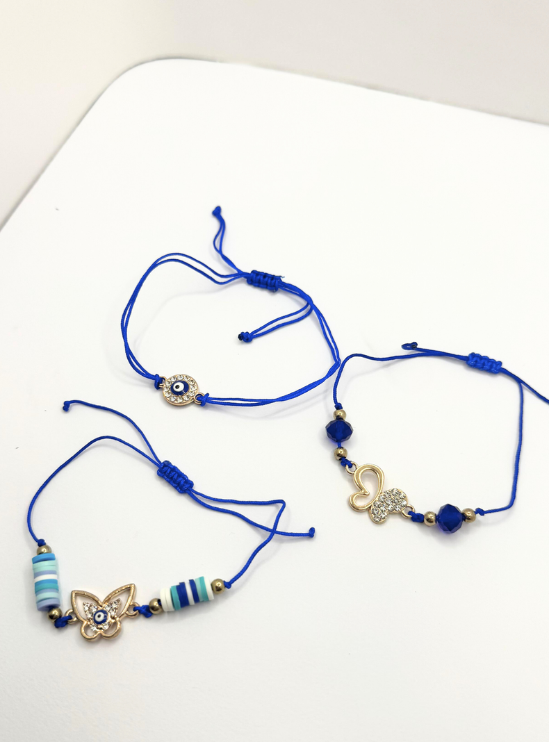 Pulseras Ojo Turco, Maripos Acero Inox, Buena Suerte Regalo-1