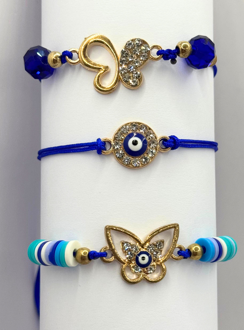 Pulseras Ojo Turco, Maripos Acero Inox, Buena Suerte Regalo-3