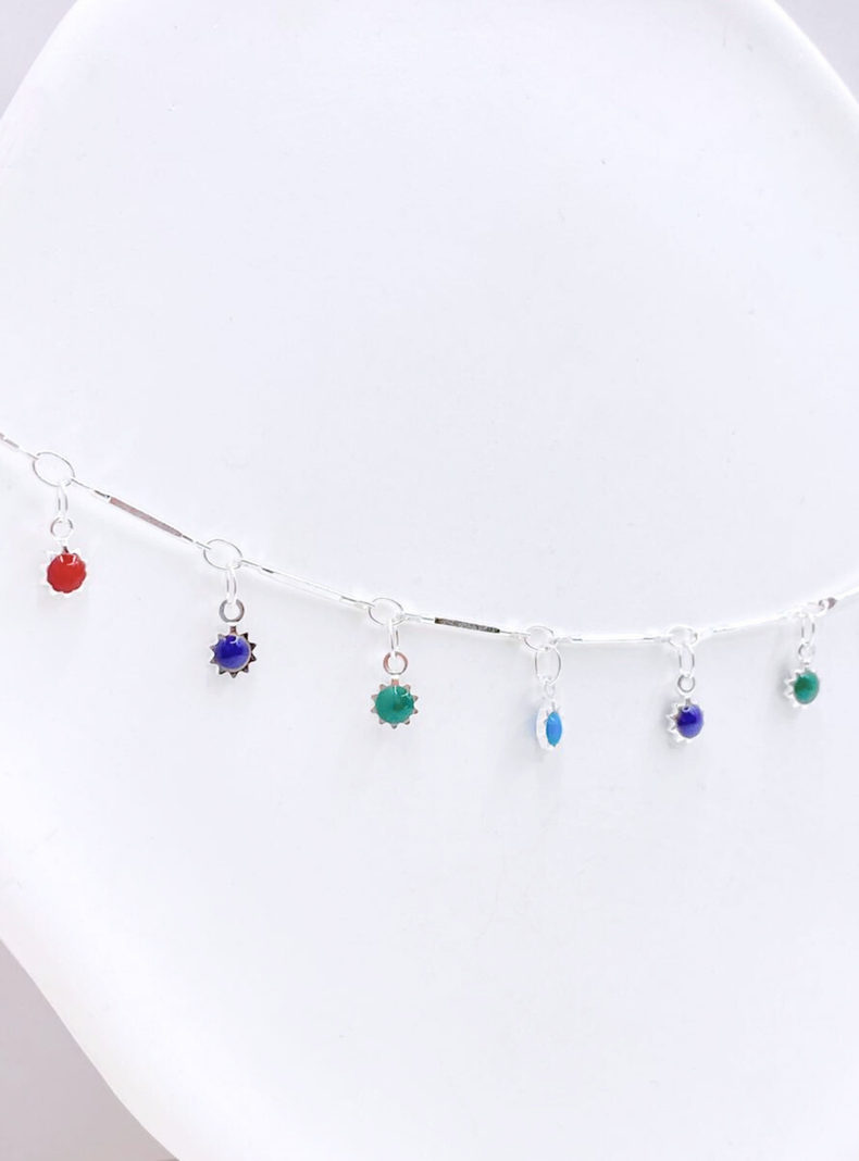 Collar de Acero Inoxidable con Soles de Colores, Plateado-1