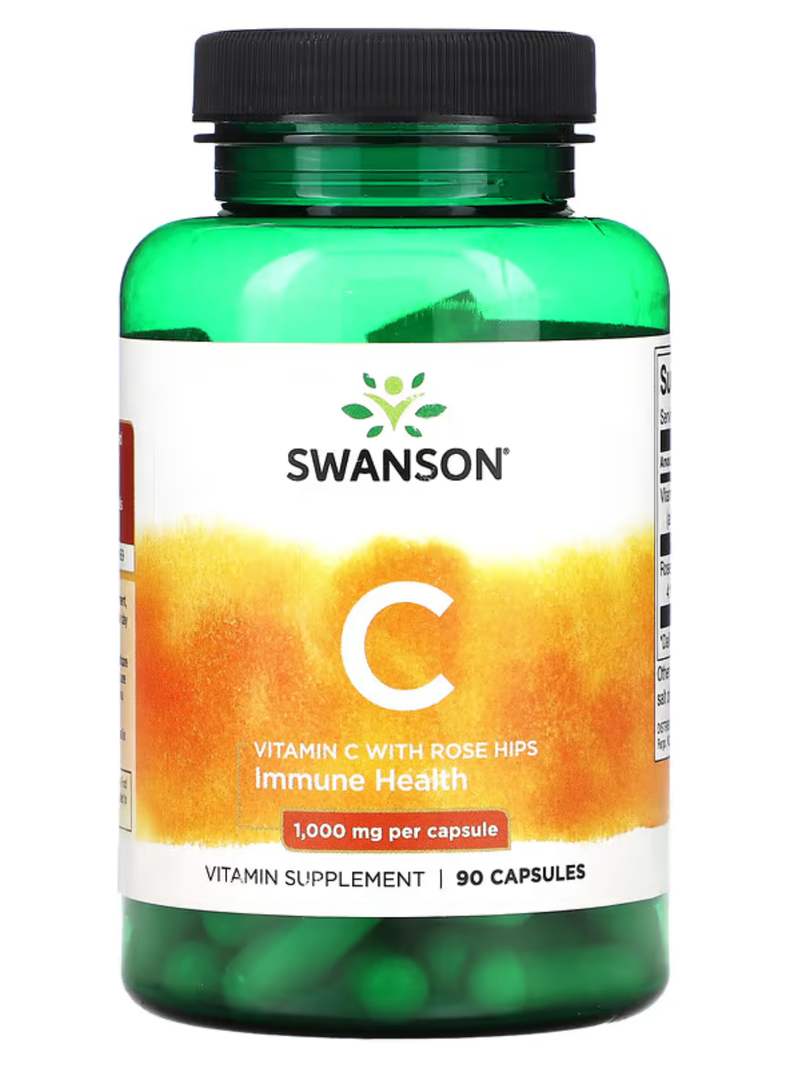 Vitamina C con rosa mosqueta, 1000 mg  90 cápsulas. Salud inmunitaria.-0