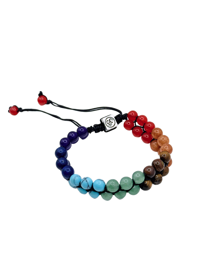 Pulsera 7 Chakras, Nudo Corredizo Ajustable, Balance Armonía-0