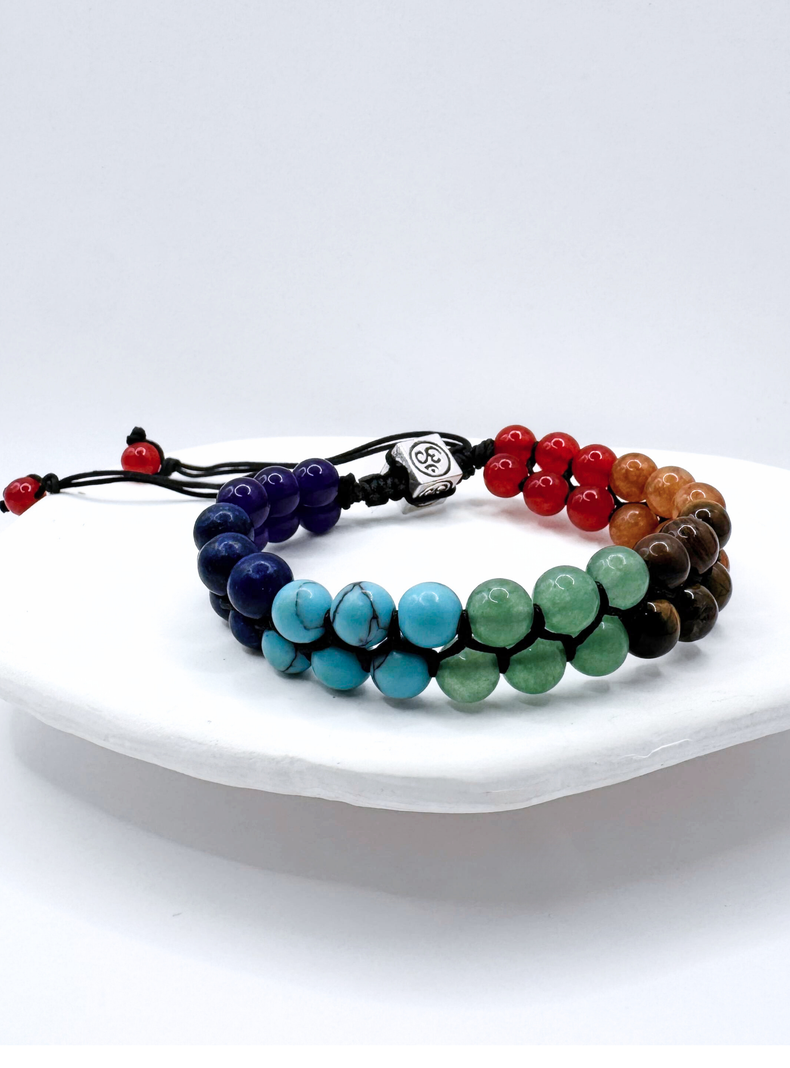 Pulsera 7 Chakras, Nudo Corredizo Ajustable, Balance Armonía-1