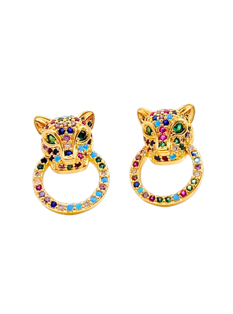 Aros Apegados Argolla Leopardo, Circonita color-0