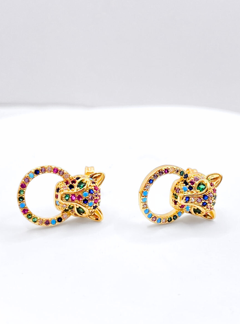 Aros Apegados Argolla Leopardo, Circonita color-1