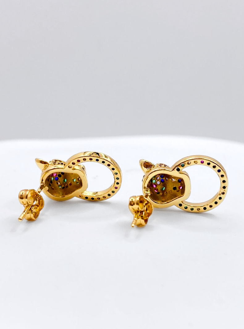 Aros Apegados Argolla Leopardo, Circonita color-2