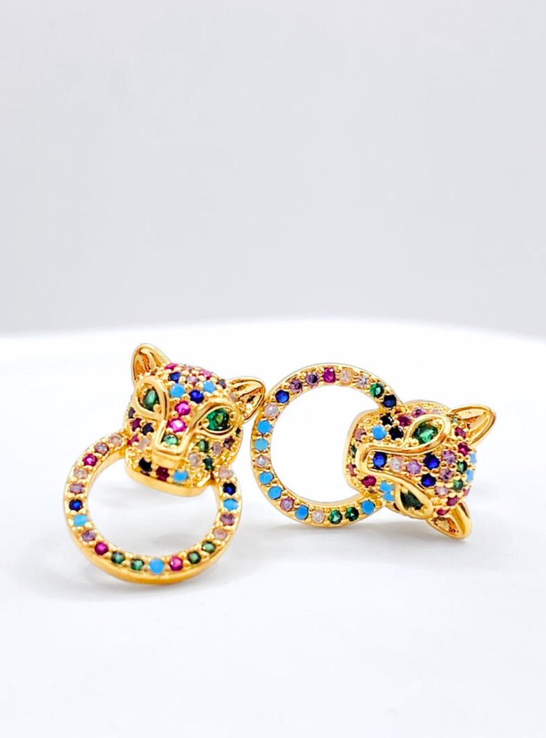 Aros Apegados Argolla Leopardo, Circonita color-3
