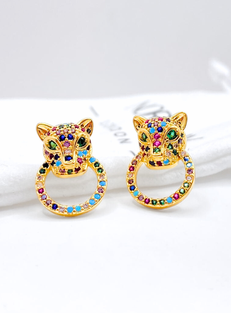 Aros Apegados Argolla Leopardo, Circonita color-4