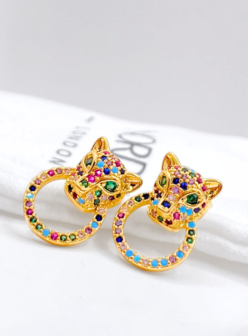 Aros Apegados Argolla Leopardo, Circonita color-5