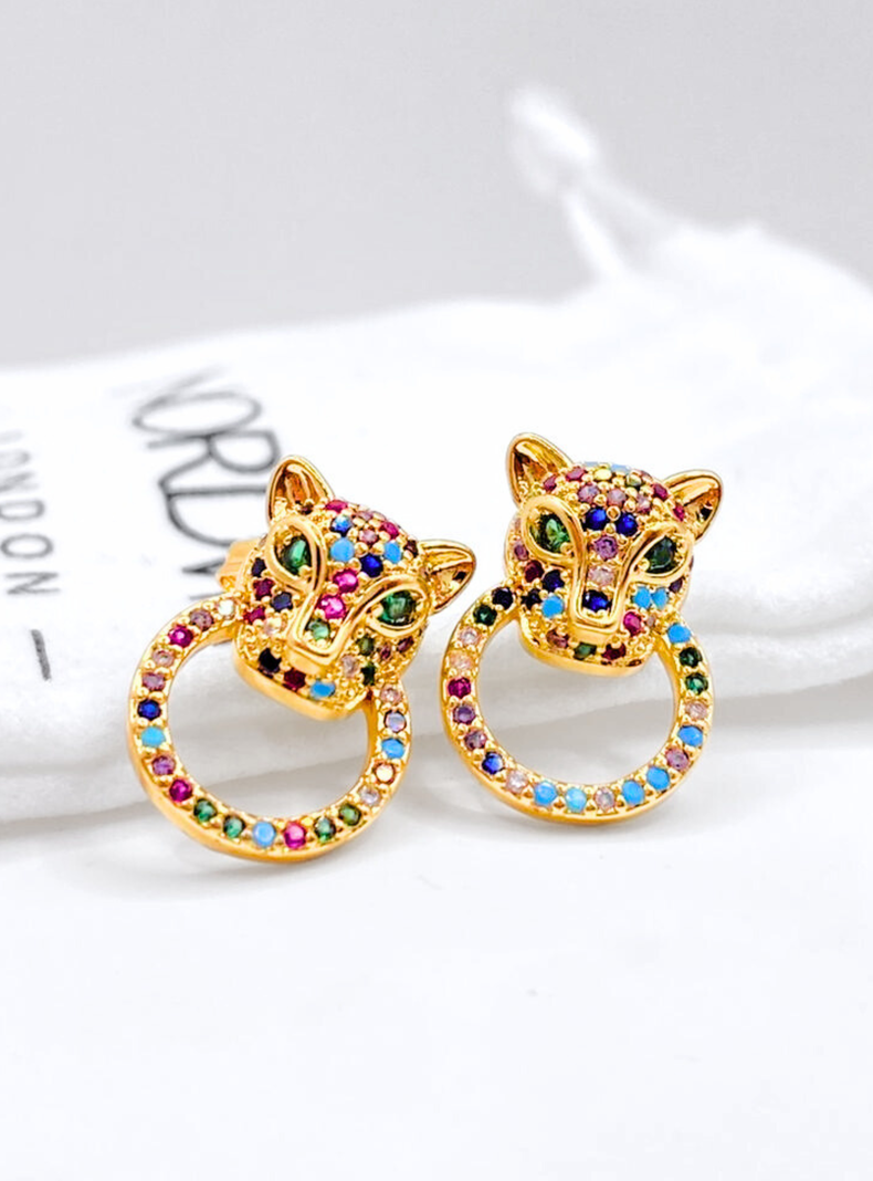 Aros Apegados Argolla Leopardo, Circonita color-6