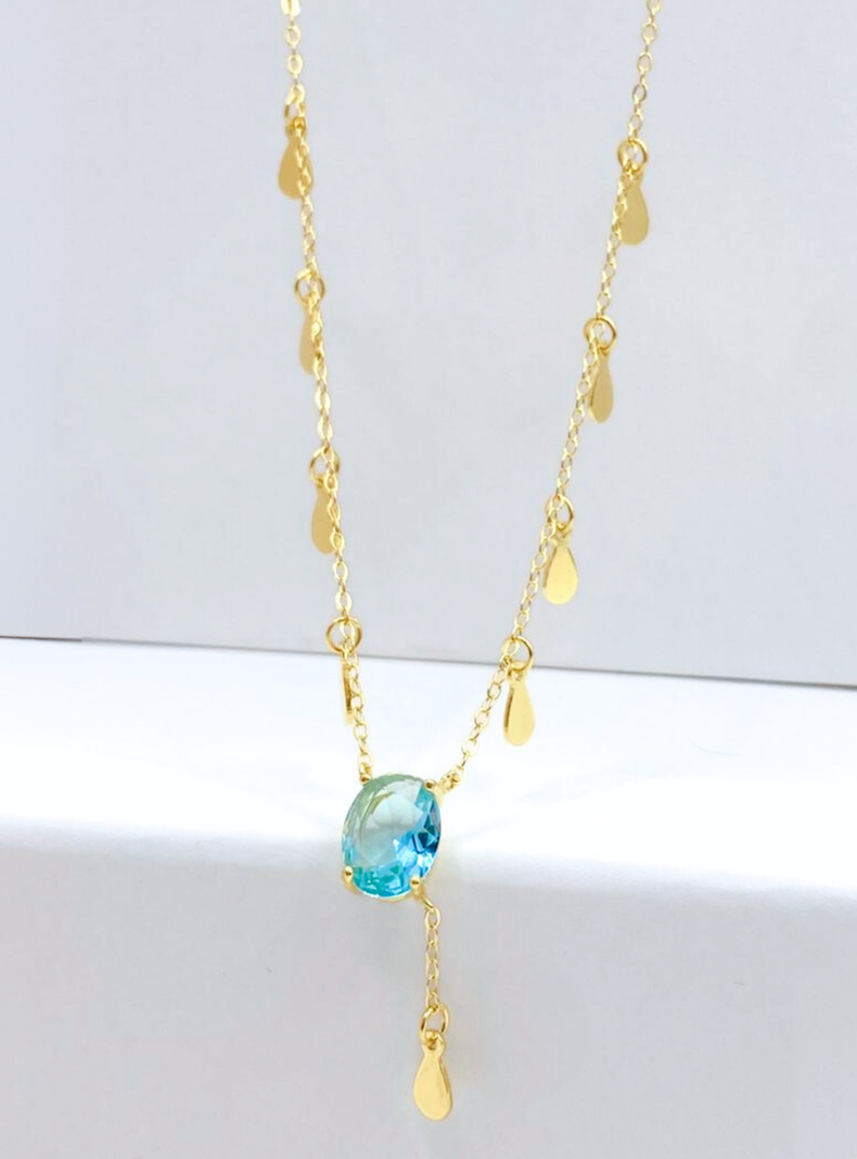 Collar de Plata 925 con Oro 18k y Aguamarina -1