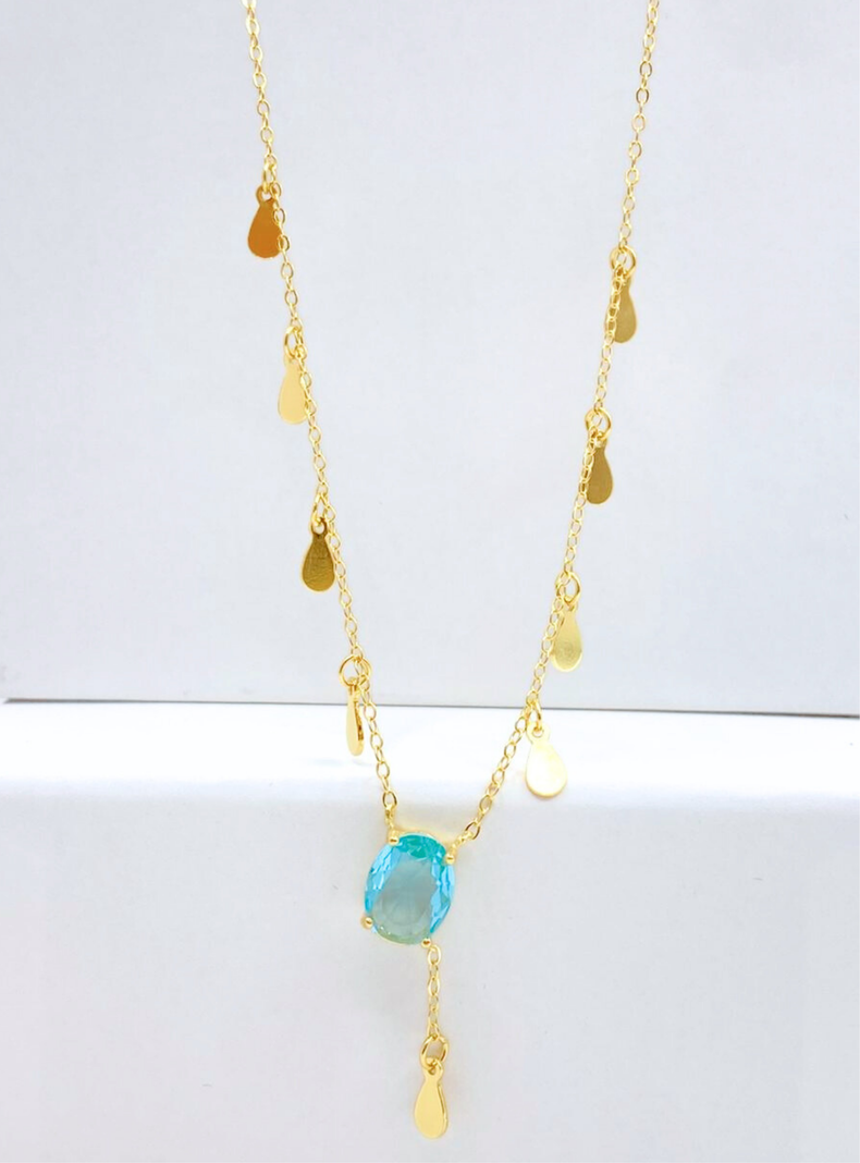 Collar de Plata 925 con Oro 18k y Aguamarina -2