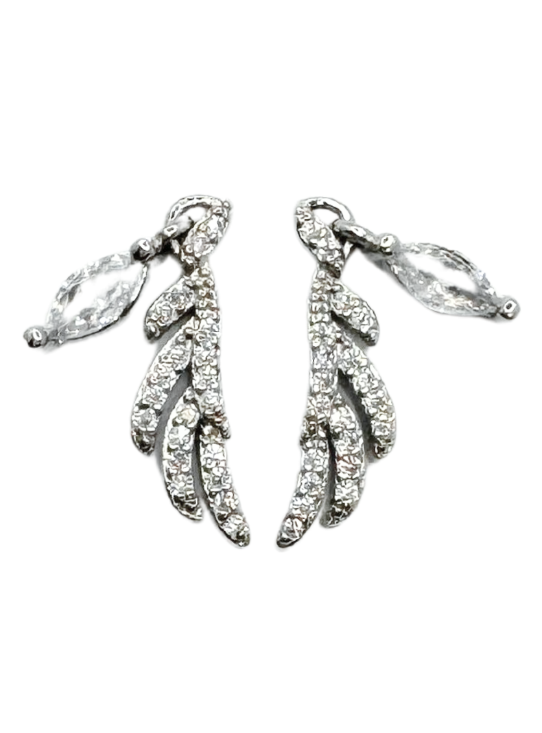 Aros Colgantes Alas De Ángel, Plata 925 Y Circonitas Pavé-1
