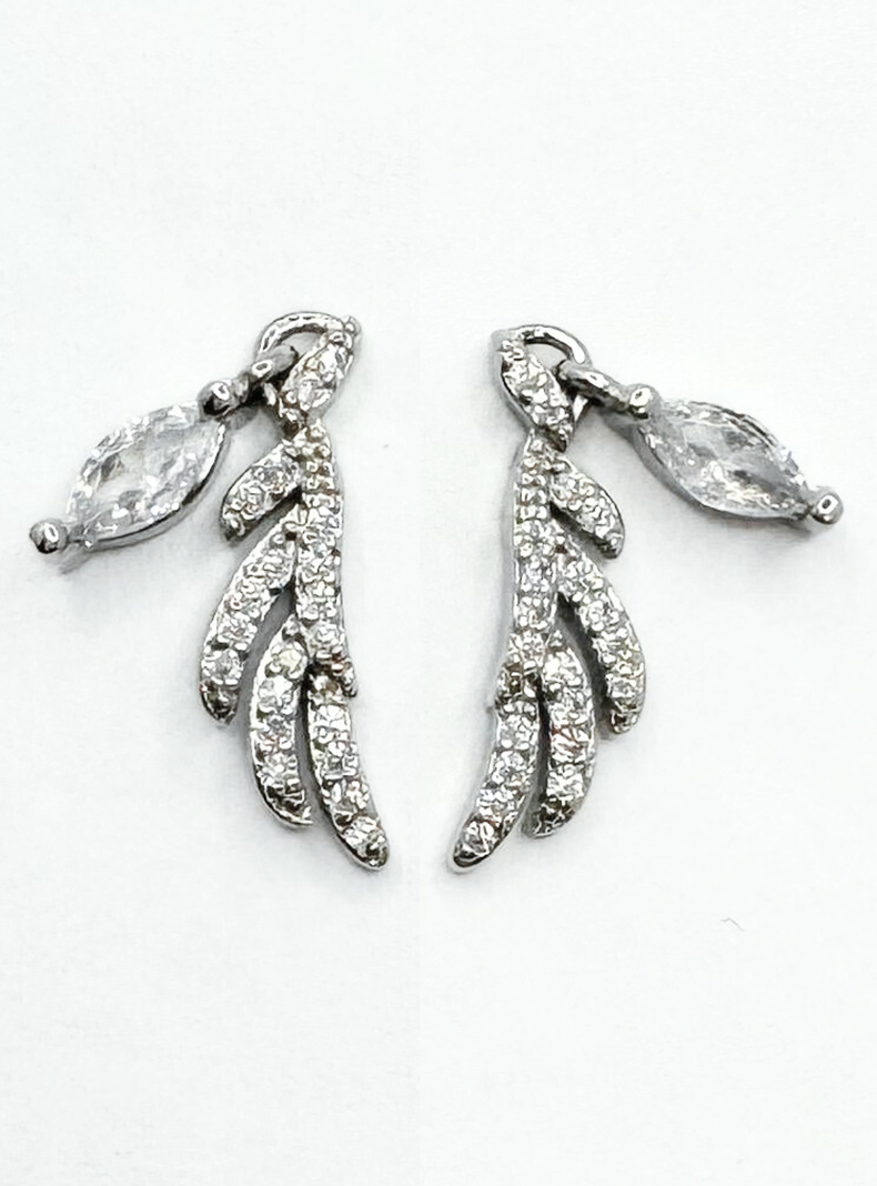 Aros Colgantes Alas De Ángel, Plata 925 Y Circonitas Pavé-2