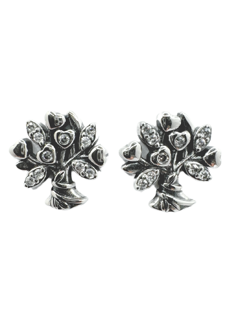 Aros Árbol De La Vida Y Corazones Con Circones, Plata 925-0