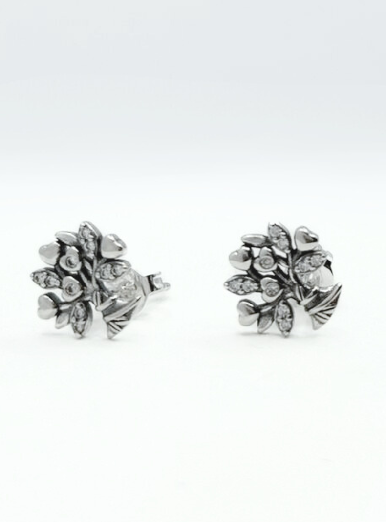 Aros Árbol De La Vida Y Corazones Con Circones, Plata 925-1