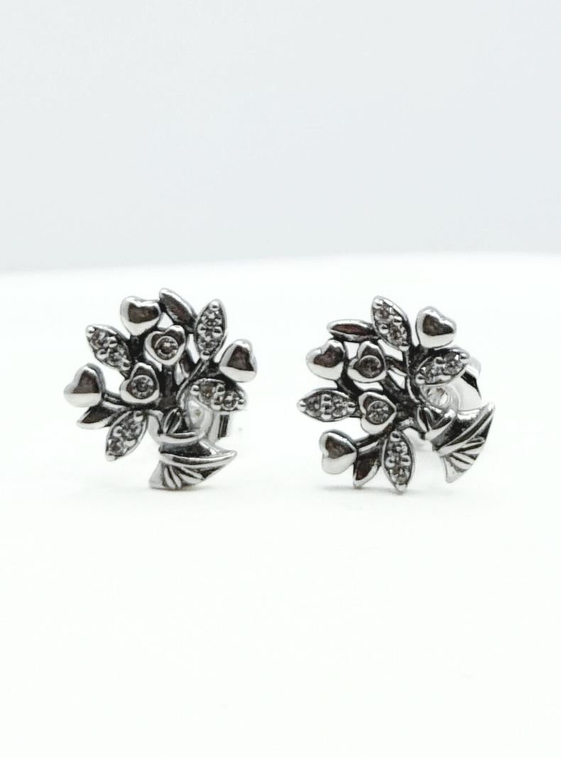 Aros Árbol De La Vida Y Corazones Con Circones, Plata 925-4