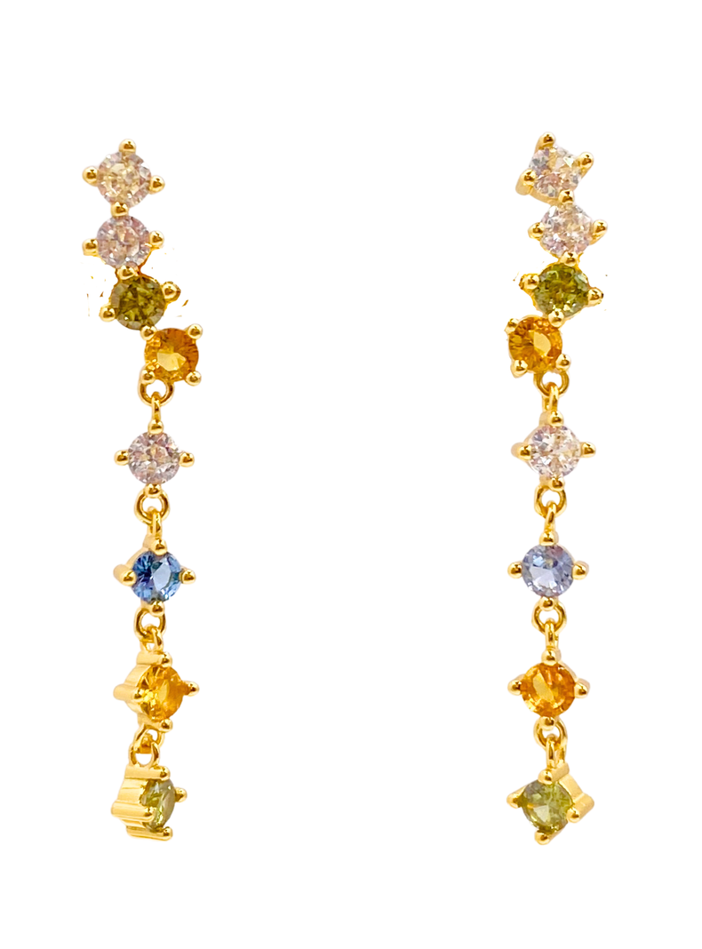 Aros Constelación, Colgante Circonitas Colores, Plata 925 Enchapado Oro 18K-0