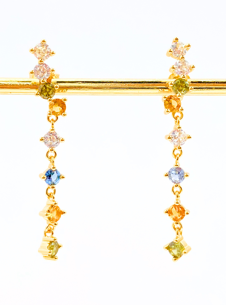 Aros Constelación, Colgante Circonitas Colores, Plata 925 Enchapado Oro 18K-1