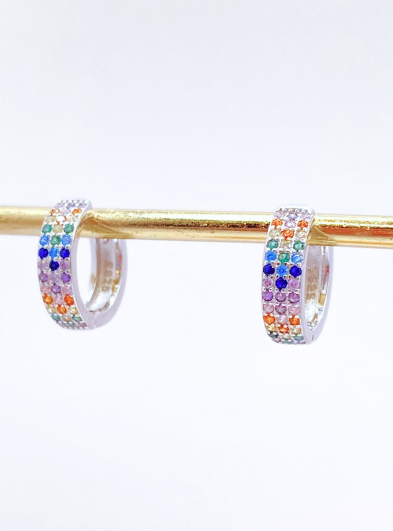 Aros Argollas Pride Circones De Colores, Plata 925-5