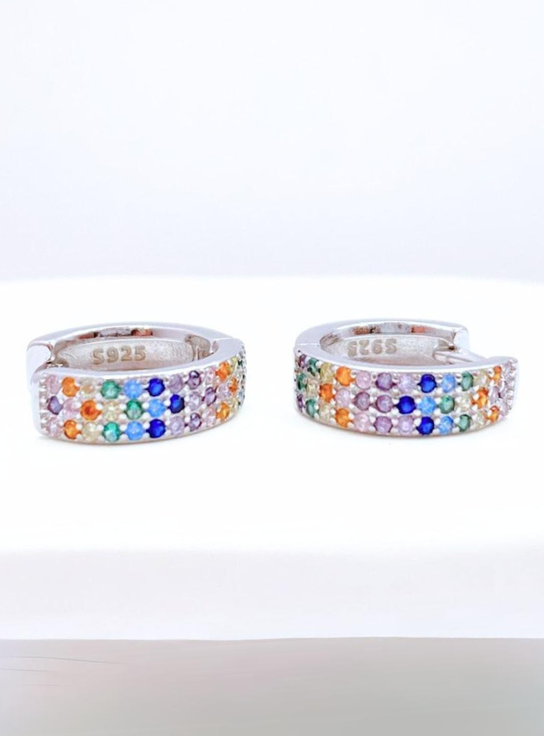 Aros Argollas Pride Circones De Colores, Plata 925-6