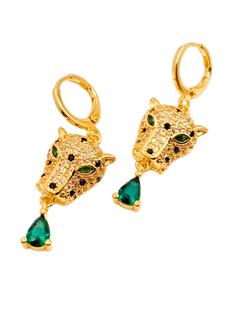 Aros Leopardo Colgantes, Gota Circón verde -0
