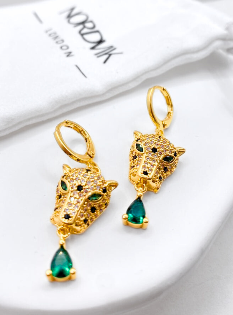 Aros Leopardo Colgantes, Gota Circón verde -1